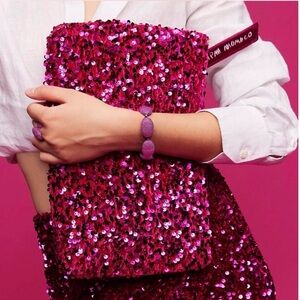 APM Monaco Fuchsia Sequin Clutch